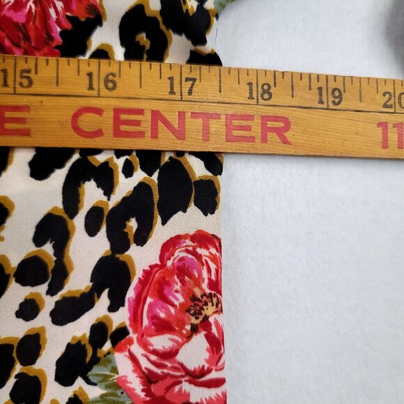 G By Guess Womens Leopard Floral Print Zip-Up Screw Buttons Cuff Blouse Small - Picture 7 of 8